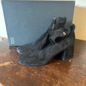 Eileen Fisher Black Suede Ankle Boots
